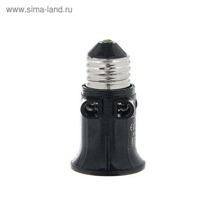 Переходник Ecola, с цоколя Е27 на Е27, с выходом на розетки, 75 х 45 мм