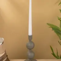 Подсвечник на 1 свечу текстурный "Графитовый" с 2 сферами 8,5х8,5х18 см