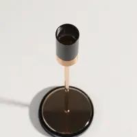 Подсвечник металл, стекло "Лофт" d=2 см набор 3 шт чёрно-золотой 8х8х24, 8х8х29, 8х8х34 см