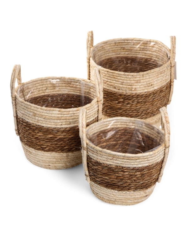 Набор кашпо "Инга" светло-бежевое, 20,5х25/25,5х28/27х33см