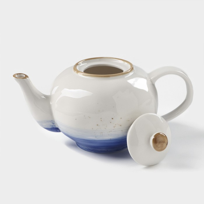 Чайник фарфоровый заварочный Доляна &laquo;Космос&raquo;, 600 мл, цвет синий