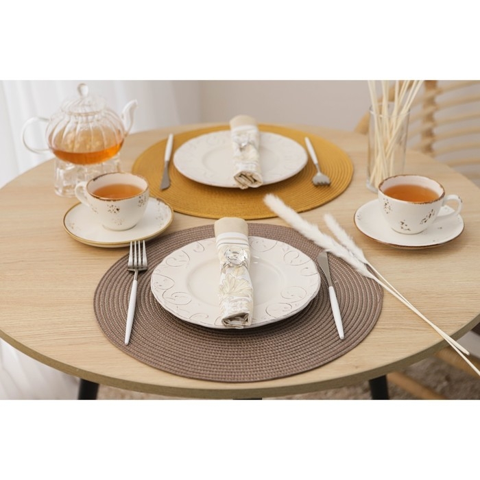 Набор салфеток сервировочных на стол Доляна &laquo;Лофт&raquo;, 4 шт, d=38 см, цвет кофейный