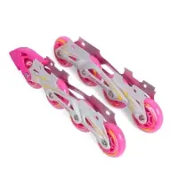 Коньки раздвижные BlackAqua, р. 35-38, для фитнеса, с роликовой платформой, цвет фуксия