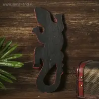 Панно настенное дерево "Геккон бордовый с орнаментом" 1х11х30 см