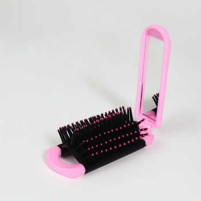 Расчёска массажная, складная, с зеркалом, 4 &times; 10/20 см, цвет МИКС