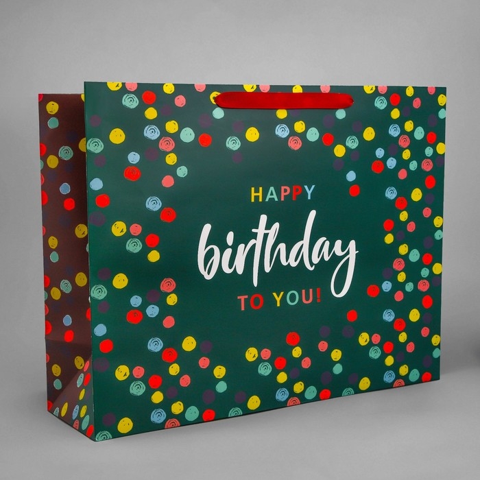 Пакет подарочный ламинированный вертикальный, упаковка, &laquo;С днём рождения&raquo;, XL 49 х 40 х 19 см