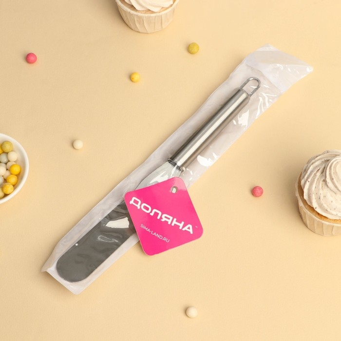 Кондитерская лопатка - палетка изогнутая Доляна, 26,5&times;3 см, рабочая часть 14,5 см, цвет серебристый