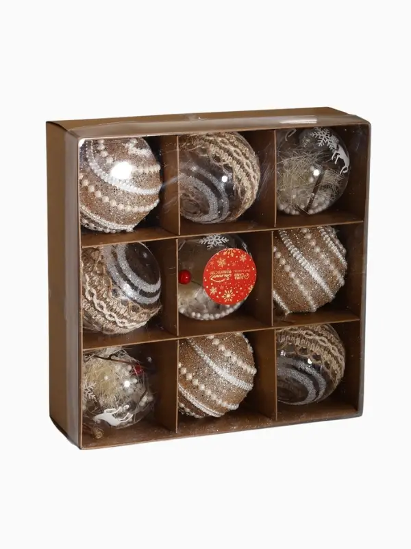 Набор шаров пластик d-8 см, 9 шт "Орсон" грация