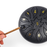 Глюкофон - музыкальный инструмент, цветок черный, 11 лепестков, 18 х 18 х 11 см