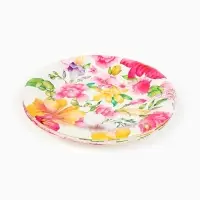 Тарелка одноразовая бумажная &laquo;Акварельные цветы&raquo;, белая, 18 см