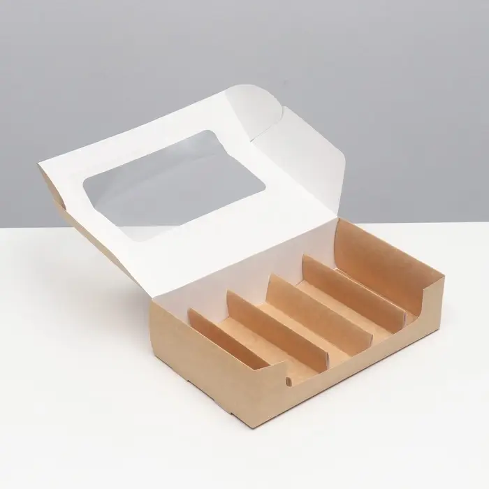 Коробка складная, под 5 эклеров, крафт, 25&times;15&times;6.6 см