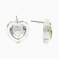 Серьги "Кристалл" сердце, цвет прозрачно-св.зелёный