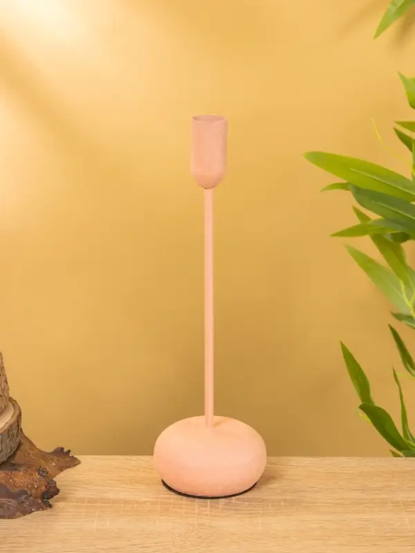 Подсвечник на 1 свечу текстурный "Пудровый" 8х8х25,5 см