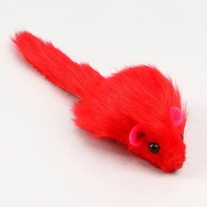 Мышь меховая однотонная 6,5 см, фасовка 40 шт, микс цветов