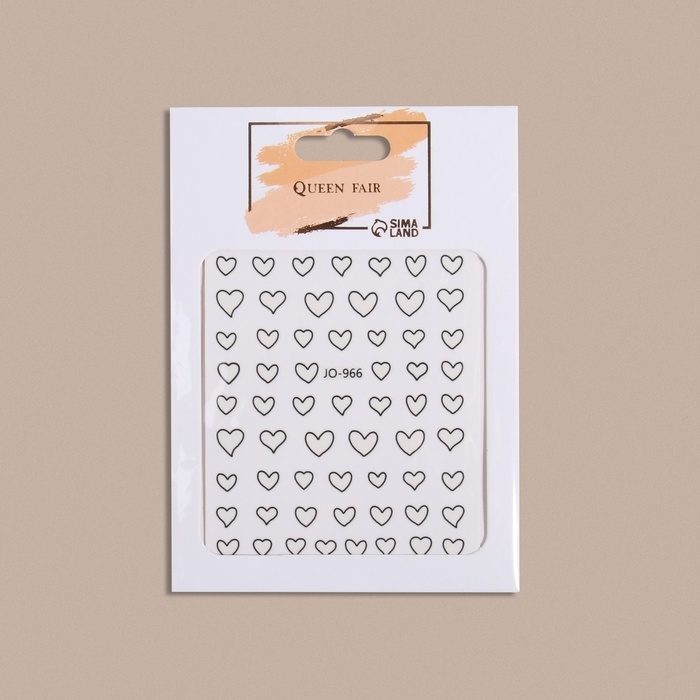 Наклейки для ногтей &laquo;Сердца&raquo;, объёмные, цвет чёрный