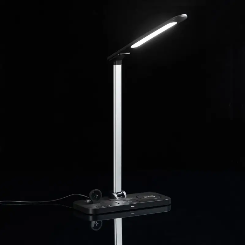 Настольная лампа с беспроводной зарядкой Power Light, черная