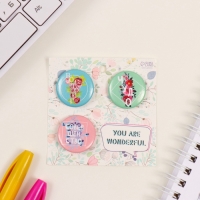 Значки закатные набор 3 шт d=25 мм "Совершенство" 7х7 см