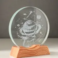 Сувенир стекло свет "Диск. Сатурн" 5хLED d=10 см, USB 10х4х11,4 см