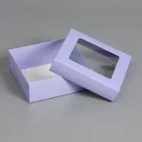 Коробка складная, крышка-дно,с окном, сиреневая, 15 х 15 х 5 см