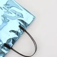 Пакет подарочный ПВХ, голография, голубой, пластиковая ручка, 26&times;22.5&times;10 см