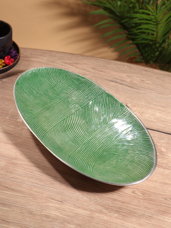 Блюдо алюминий цв. зелёный, 41х21х4,8 см