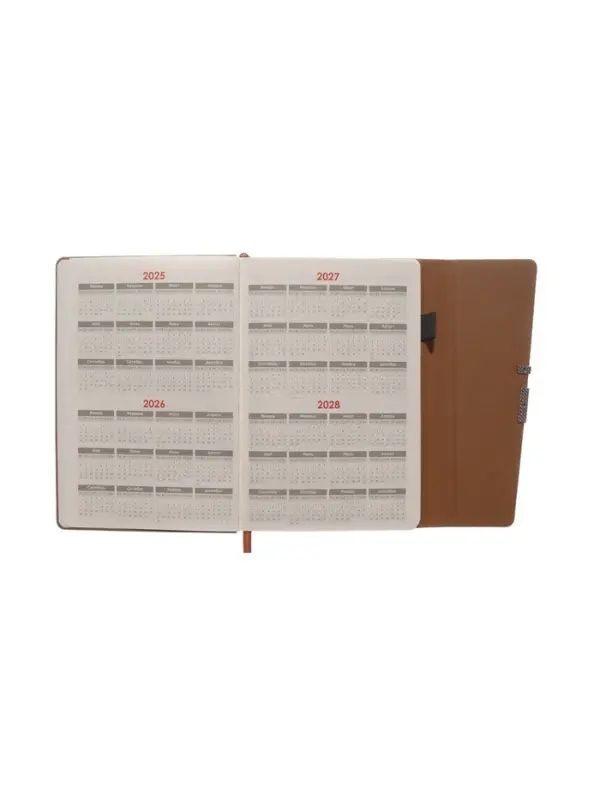 Ежедневник недатированный формат А5, с клапаном, 96л, линия, пвх, Коричневый