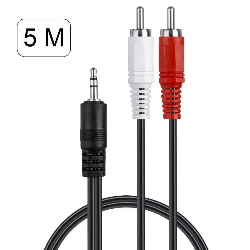 Кабель AUX 3.5 на 2 RCA золоченый 5M (166шт/кор)