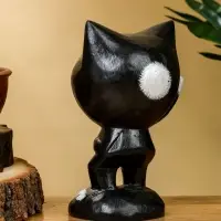 Сувенир "Кот рыбак" дерево 10х10х16 см, цв. чёрно-белый