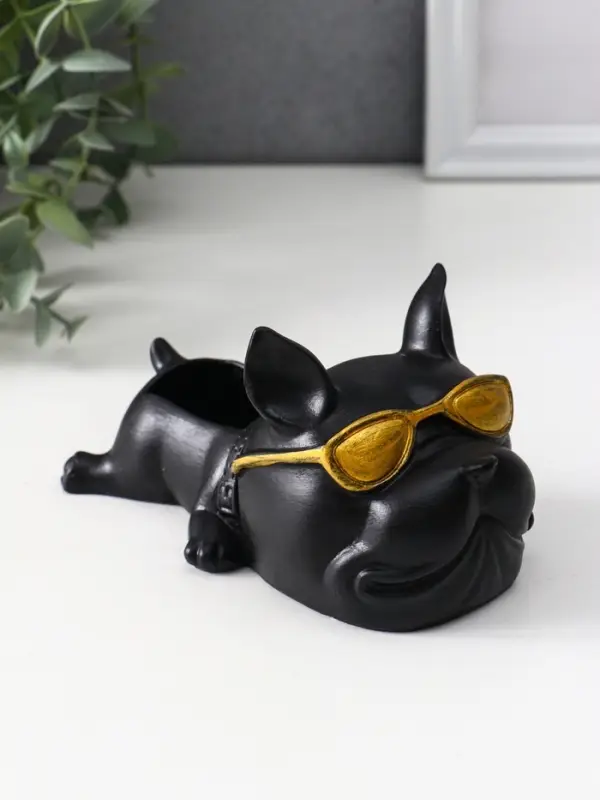 Подставка для мелочей &laquo;Французский бульдог в очках&raquo;, 7&times;14&times;8.5 см, чёрная