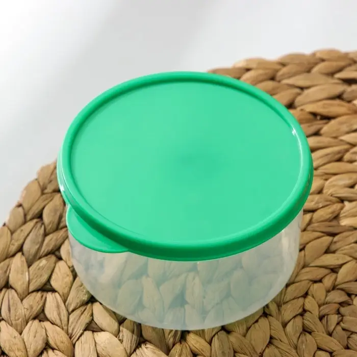 Контейнер круглый Доляна, пищевой, 500 мл, прозрачный, крышка зелёная