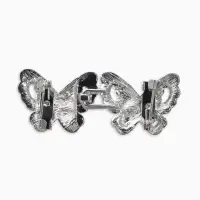 Зажим для кардигана "Ажур", бабочка, искра, цвет белый в серебре