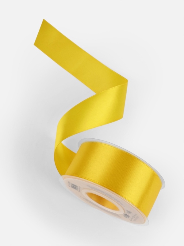 Лента атласная двухсторонняя № 0645 38мм*25&plusmn;1м жёлтый TR