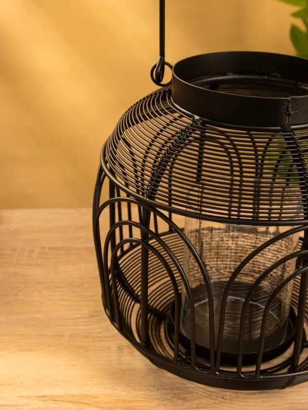 Подсвечник фонарь со стеклянной колбой 19х19х19,5 см, d 8,5 см, металл, цв. Чёрный