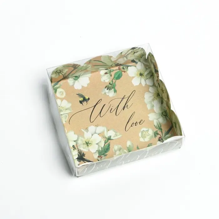 Коробка для печенья, кондитерская упаковка с пластиковой крышкой, &laquo;Пчёлка&raquo;, 10.5 х 10.5 х 3 см