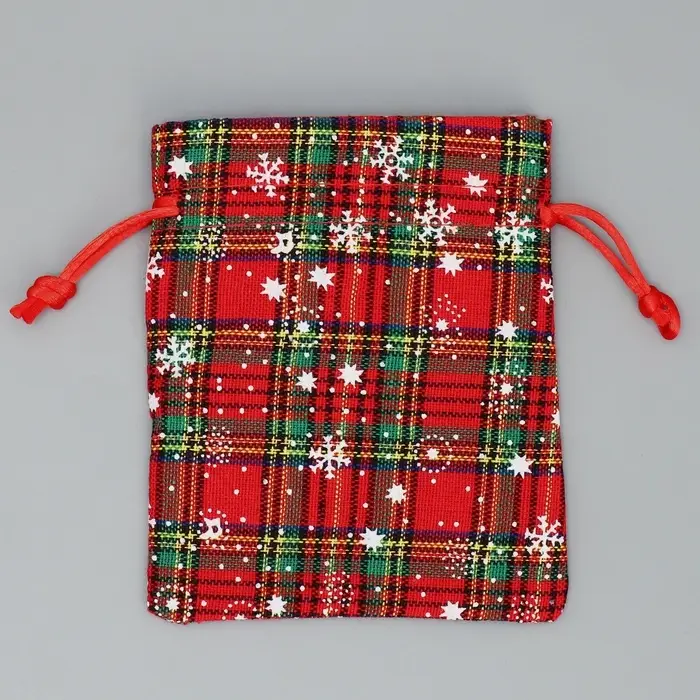 Мешочек подарочный холща &laquo;Новогодние истории&raquo;, снежинки, 10 х 12 см +/- 1.5 см