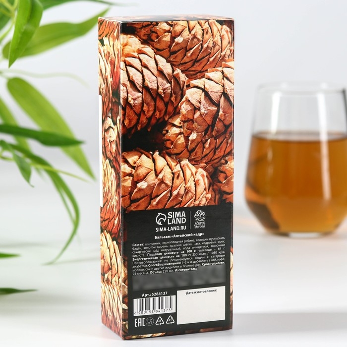 Бальзам на травах &laquo;С кедровым орехом&raquo;: красная щетка, золотой корень, в пластиковой бутылке, 250 мл