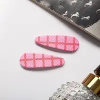 Невидимки для волос &laquo;Паула&raquo;, набор 2 шт., клетка, 5 см, розовая