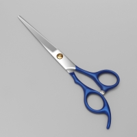 Ножницы парикмахерские с упором &laquo;Premium&raquo;, лезвие &mdash; 6,5 см, цвет серебристый/синий