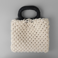 Ручки для сумок деревянные, плетёные, d = 9,8 &times; 5,9 / 13,5 &times; 9,5 см, 2 шт, цвет чёрный