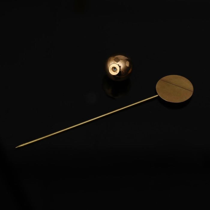 Основа &laquo;Брошь-игла&raquo; с шариком d=1,2 см (набор 5 шт.), L=7 см, площадка 1,5 см, цвет золото