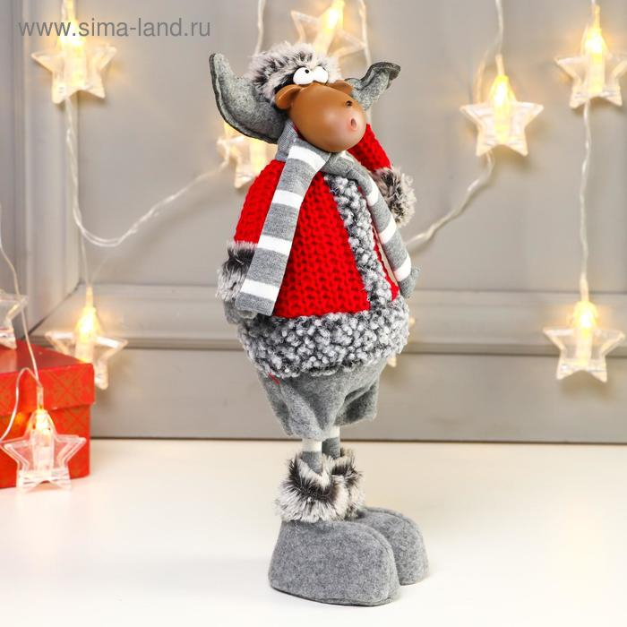 Кукла интерьерная "Лосик в красной шубке и колпаке" 34 см