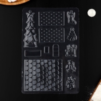 Форма для шоколада новогодняя &laquo;Элементы домика&raquo;, 12 ячеек, 15&times;8&times;2,5 см, цвет прозрачный