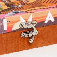 Шкатулка дерево "Звери Африки" кожзам и бархат 5,5х24х17 см