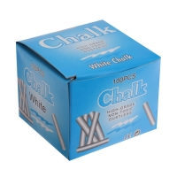 Мел школьный, белый, набор 100 штук, круглый, беспыльный, в картонной коробке