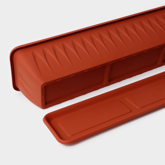 Ящик балконный &laquo;Алиция&raquo;, 100 см, с поддоном, цвет терракотовый