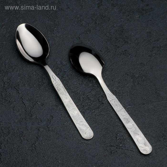 Ложка детская чайная &laquo;Колобок&raquo;, толщина 1,5 мм, цвет серебряный