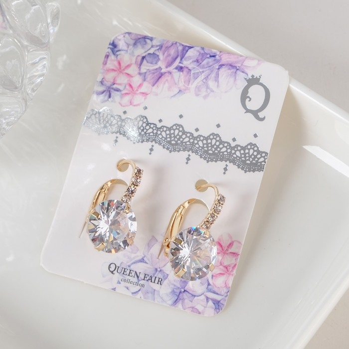 Серьги &laquo;Циркония&raquo; мини, круг, цвет белый в золоте