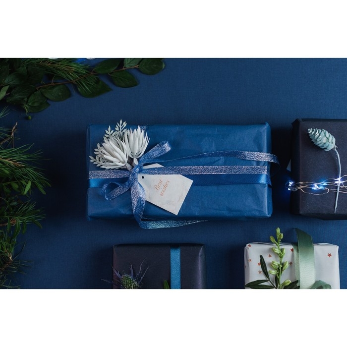 Лента парчовая, 10 мм, 23 &plusmn; 1 м, цвет синий №037