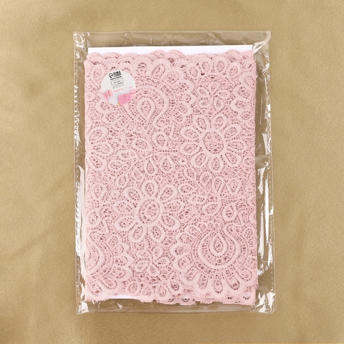 Кружевная эластичная ткань, 190 мм &times; 2,7 &plusmn; 0,5 м, цвет пудровый