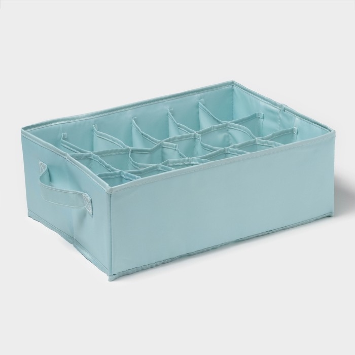 Органайзер для хранения белья &laquo;Комфорт&raquo;, 18 ячеек, 35&times;24&times;13 см, цвет бирюзовый